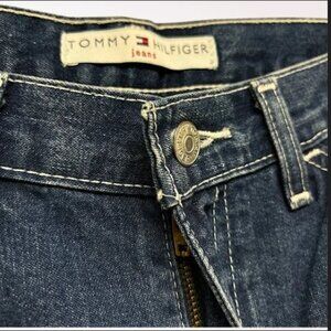 Y2K Tommy Hilfiger Jean Women size 6 Blue Straight Wide Leg Denim Utility Baggy